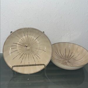 Pier 1 SANCTUARY Pattern Stoneware 7 7/8" Diameter Set Of 2 Soup/Pasta Bowls